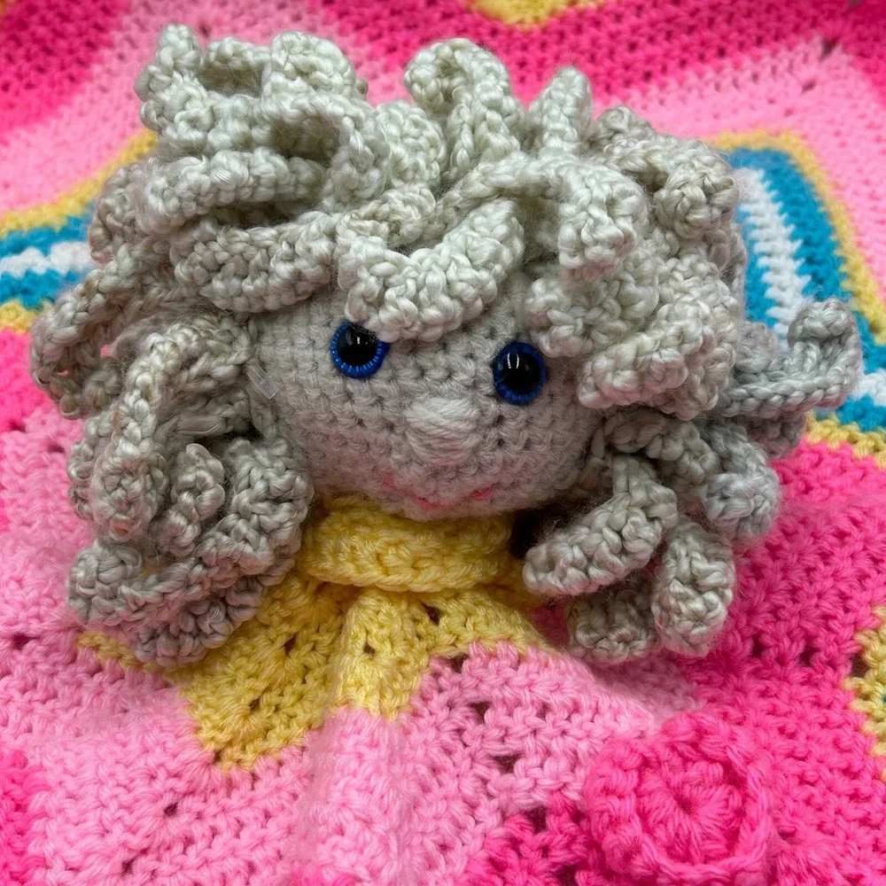 Lovey Security Blanket Handmade Crochet Starburst Color Pattern Baby Shower Gift